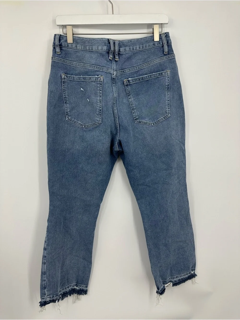 Free People Button Fly High Rise Distressed Jeans Size 31 Boho